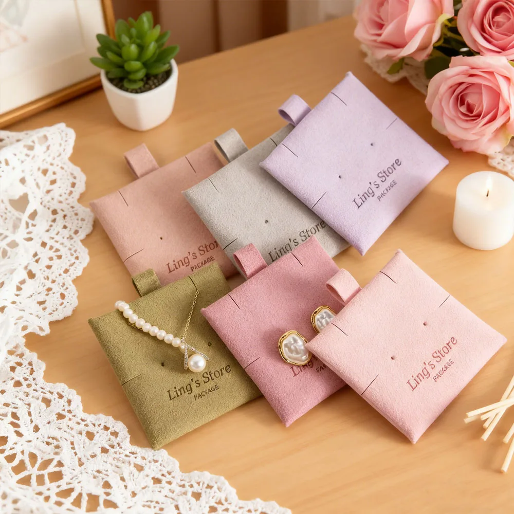 

Personalization Custom Logo Microfiber Jewelry Packaging Display Card Pads Earrings Necklace High Quality Packaging Insert Cards
