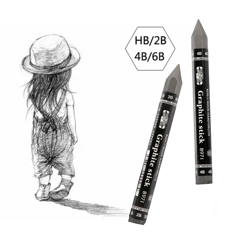 Hexagonal Graphite Rod HB-6B Wood-free Sketch Painting Full Lead Rod Art Student Exam Drawing Tool Comic Pencil Large