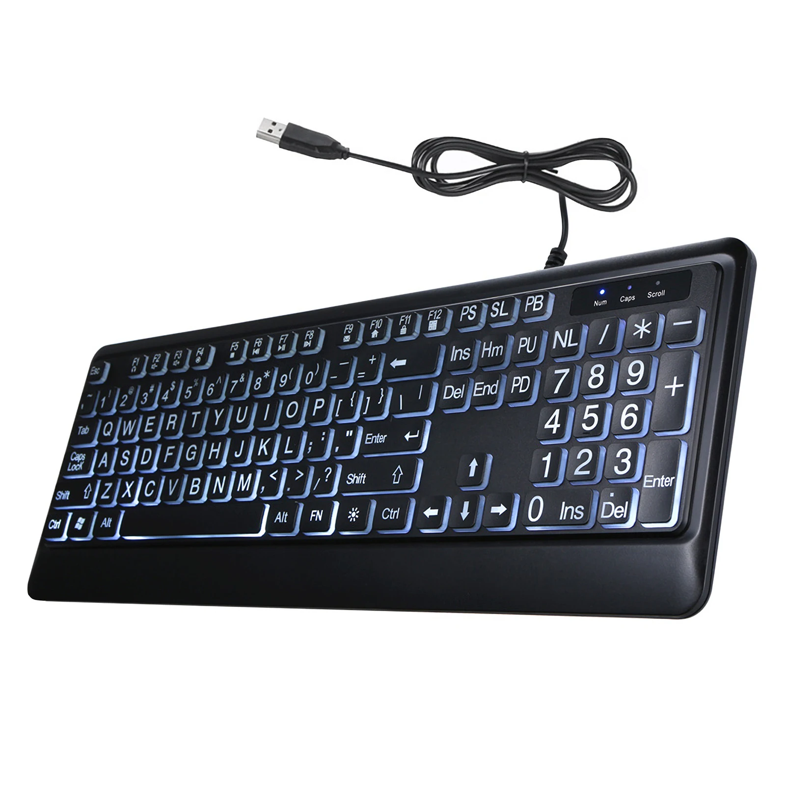 USB Interface Large Print Backlit Wired Keyboard for windows98/95/NT/ME/2000/XP/Vista/7.0/8.0