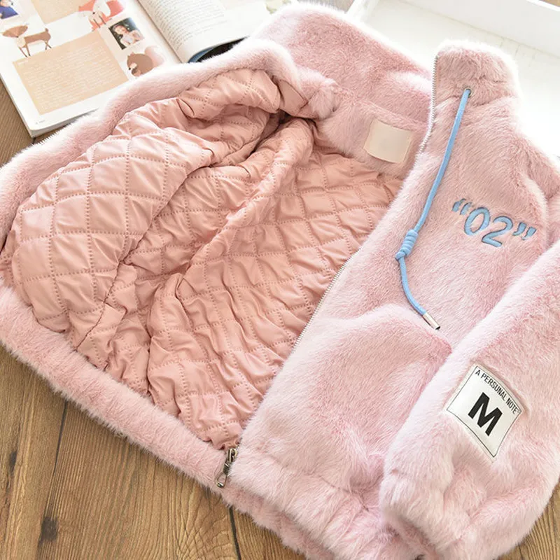 Girls Fur Coat Jacket Cotton Outwear Overcoat 2022 New Arrive Warm Thicken Plus Velvet Winter Autumn Christmas Children\'s Clothi