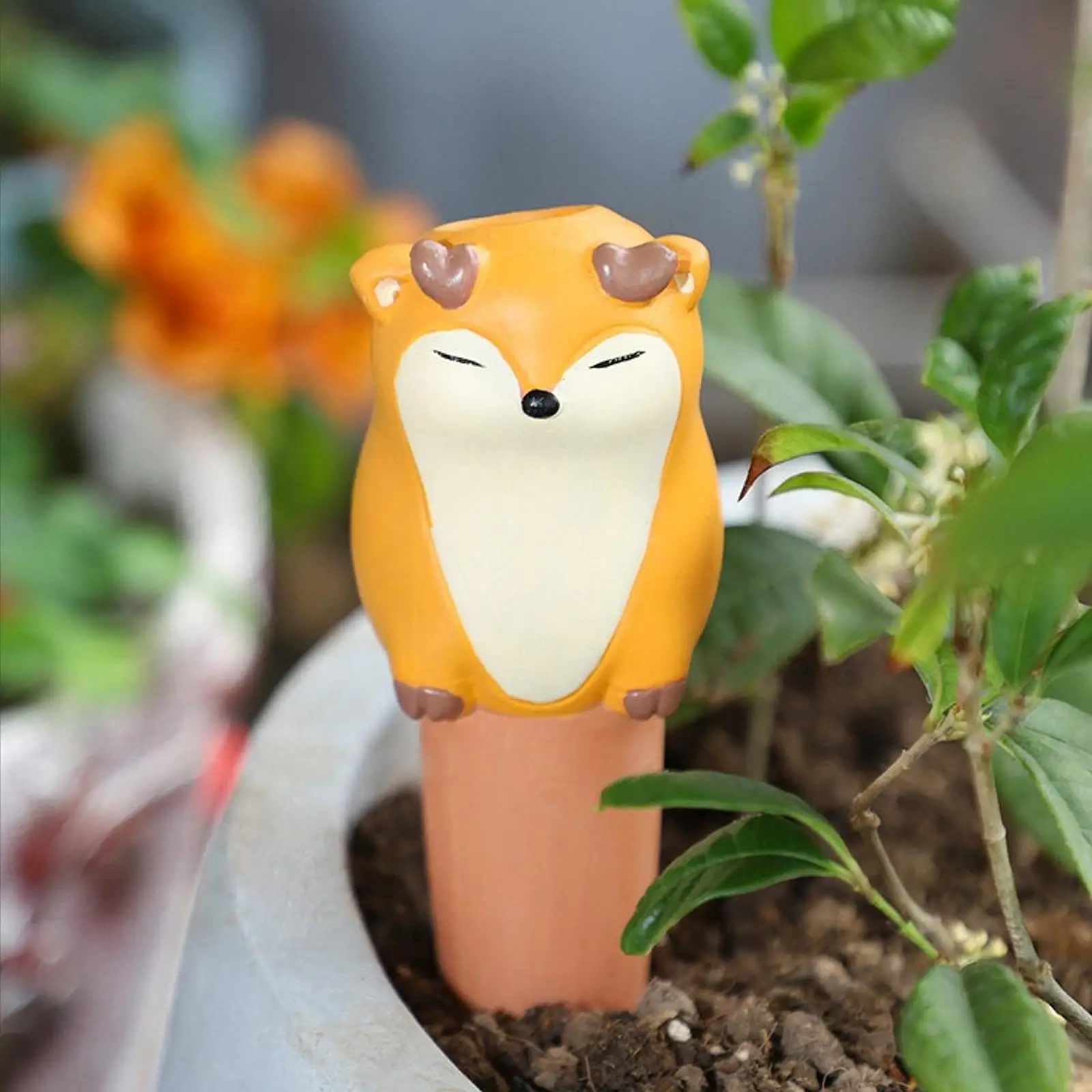4x Plant Watering Globes Terracotta Vacation Watering Pots Animal Shape Decoration Plant Waterer Device Self Watering Globes