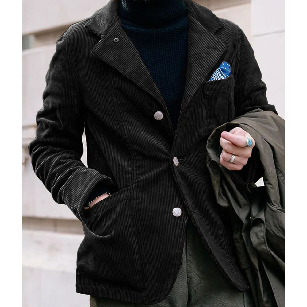 Men\'s Jacket Corduroy High Quality Fabric Spring New Single Breasted Jacket Slim Fit Comfortable Men\'s Coat Casual Fashion