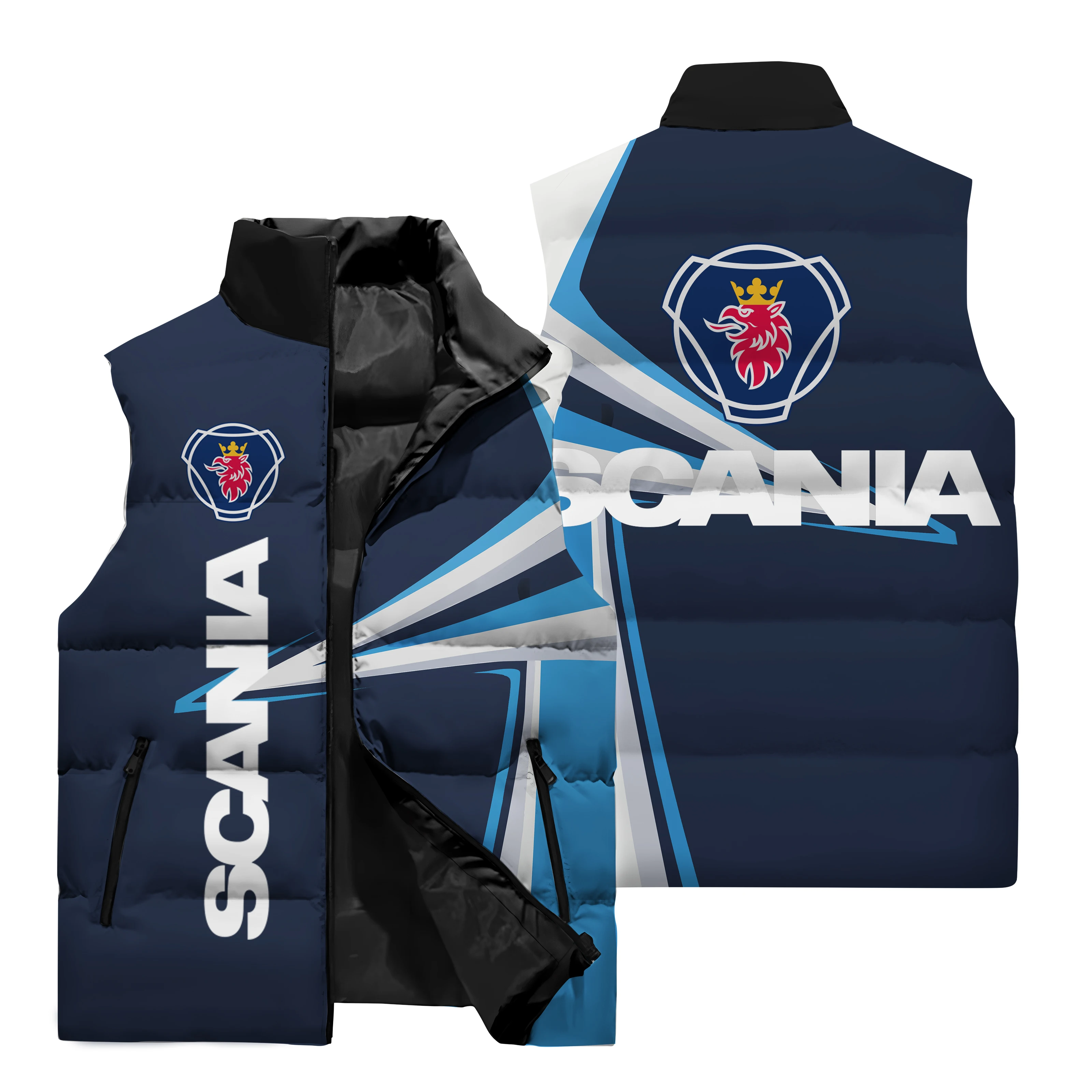 Scania Car Printed Vest Men\'s Clothing Street Fashion New Vest Cotton Lining Winter Coldproof Warm Men\'s Oversized Vests S-6XL