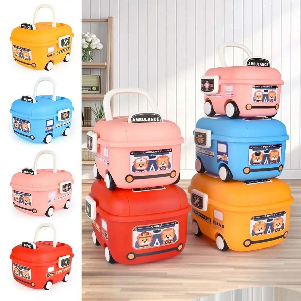 

Разноцветные коробки для хранения, многоразмерный многофункциональный ящик для переноски на шкиве с ручкой, коробка-органайзер для автомобилей с героями мультфильмов