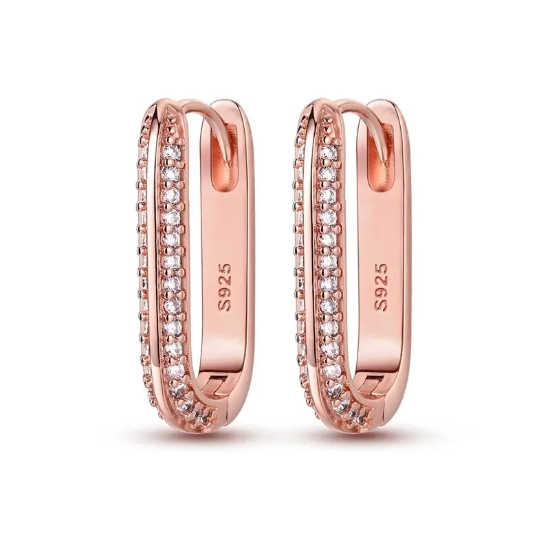 NEW 925 Sterling Silver Heart Hoop Earrings Inlaid Zircon CZ Infinity Love Golden Earrings For Women Wedding Gift Luxury Jewelry