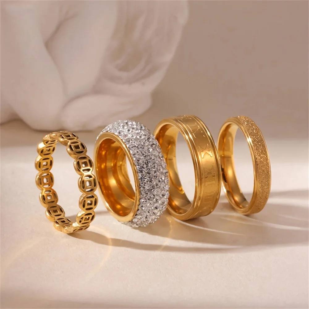 Luxuriöses Edelstahl-CZ-Ringset für Damen, Finger-Accessoire, Schmuck, klassische Mode, Hochzeit, Verlobungsgeschenk – Detail 8