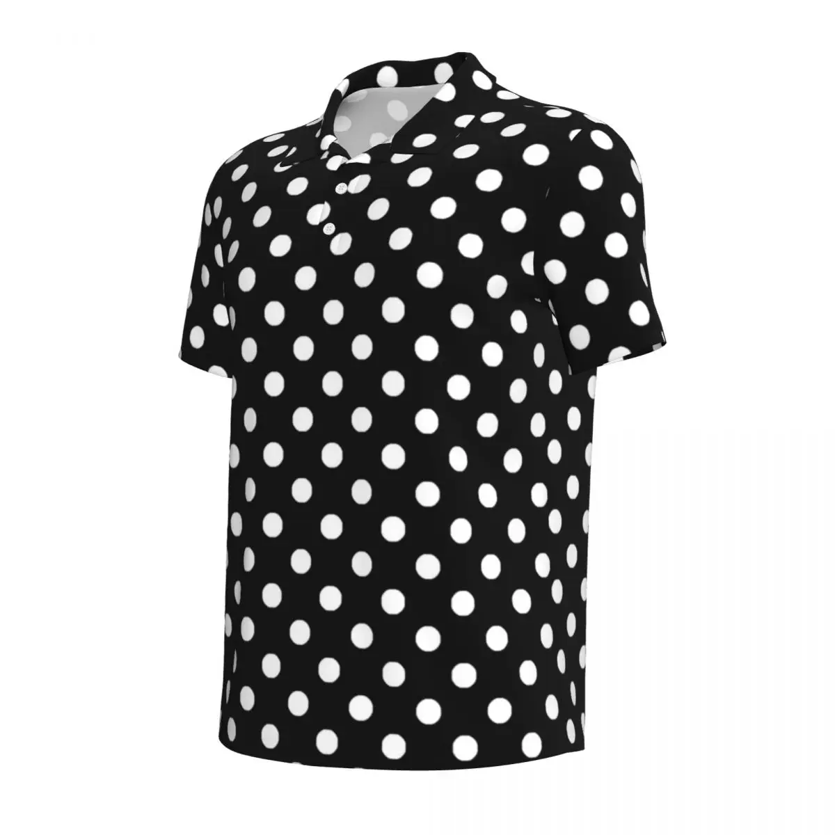 Black White Polka Dot Polo Shirts Men Classic Spots Casual Shirt Summer Fashion Collar T-Shirts Short-Sleeve Oversized Clothing