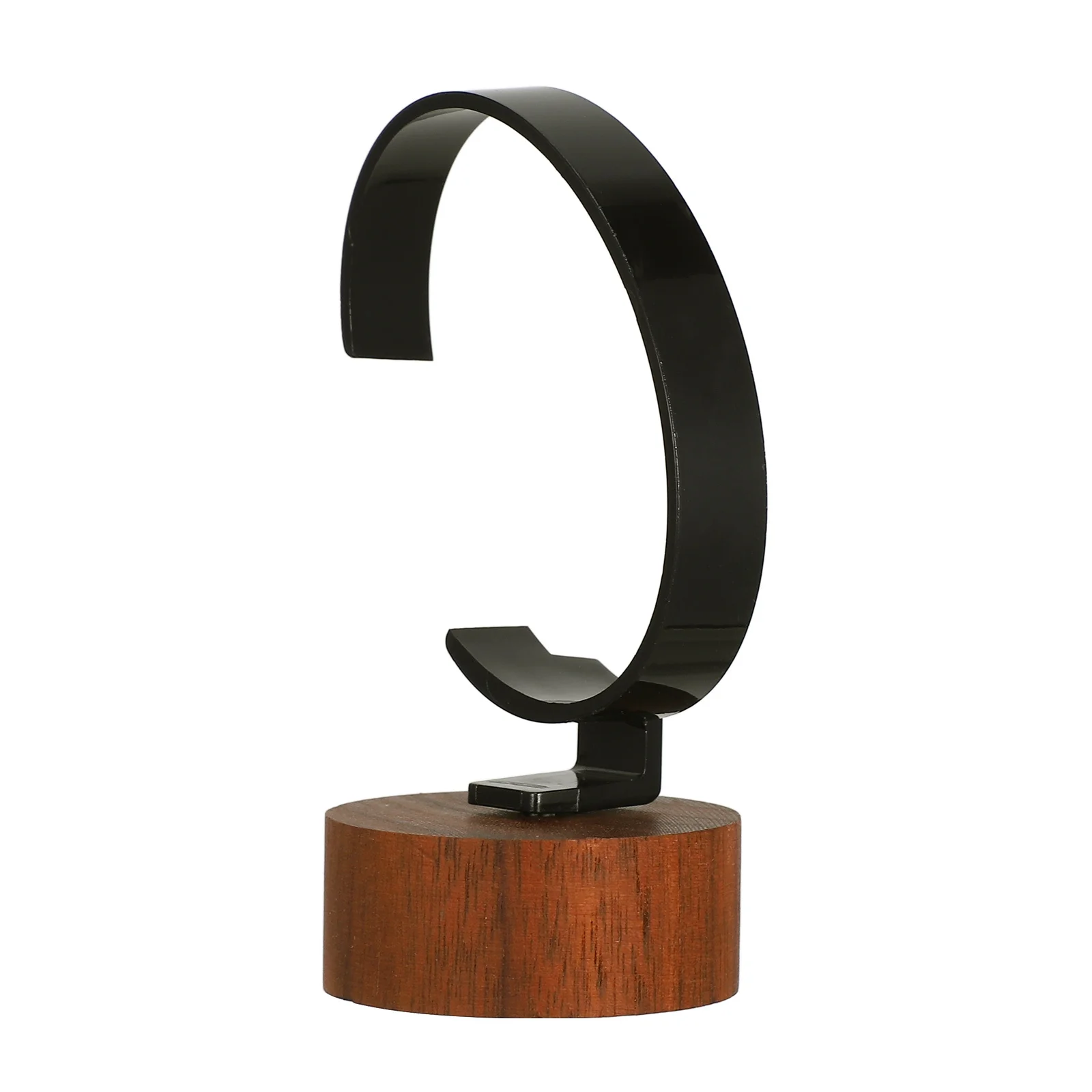 

Watch Display Stand Black C-Shaped Ring Solid Walnut Base Minimalist Design For Retail Home Decor Jewelry Organizer Display Case