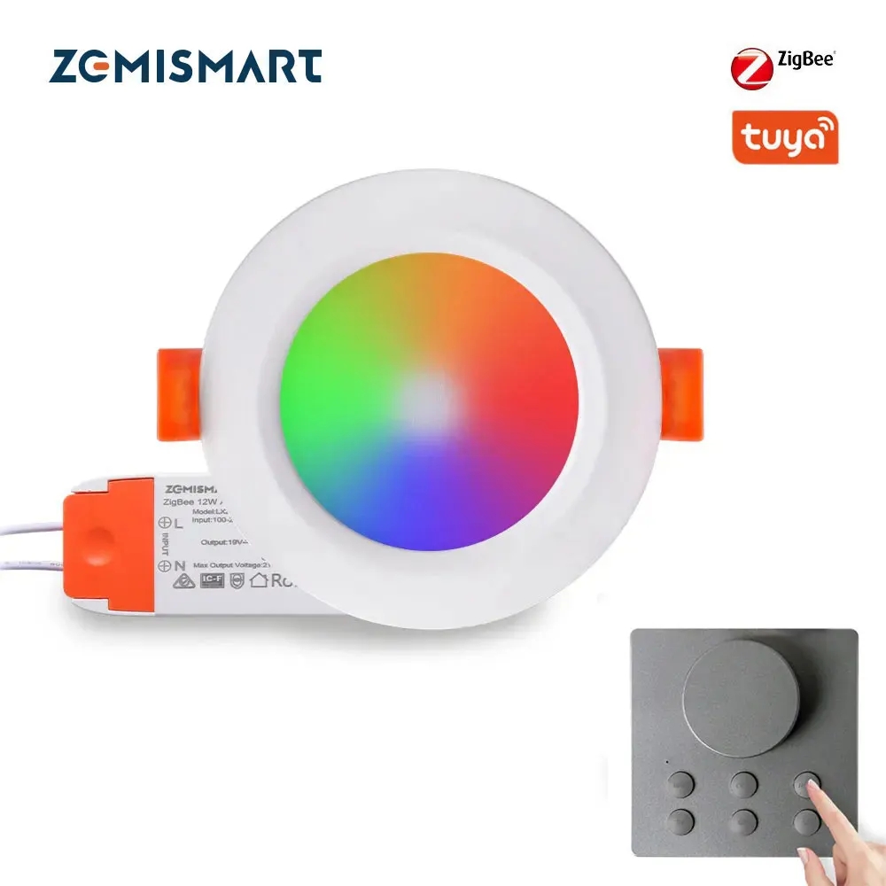 

Zemismart Tuya Zigbee RGBCW Led Downlight with Wireless Knob Switch 2.5inch 3.5inch 4inch Alexa Google Home Voice Control