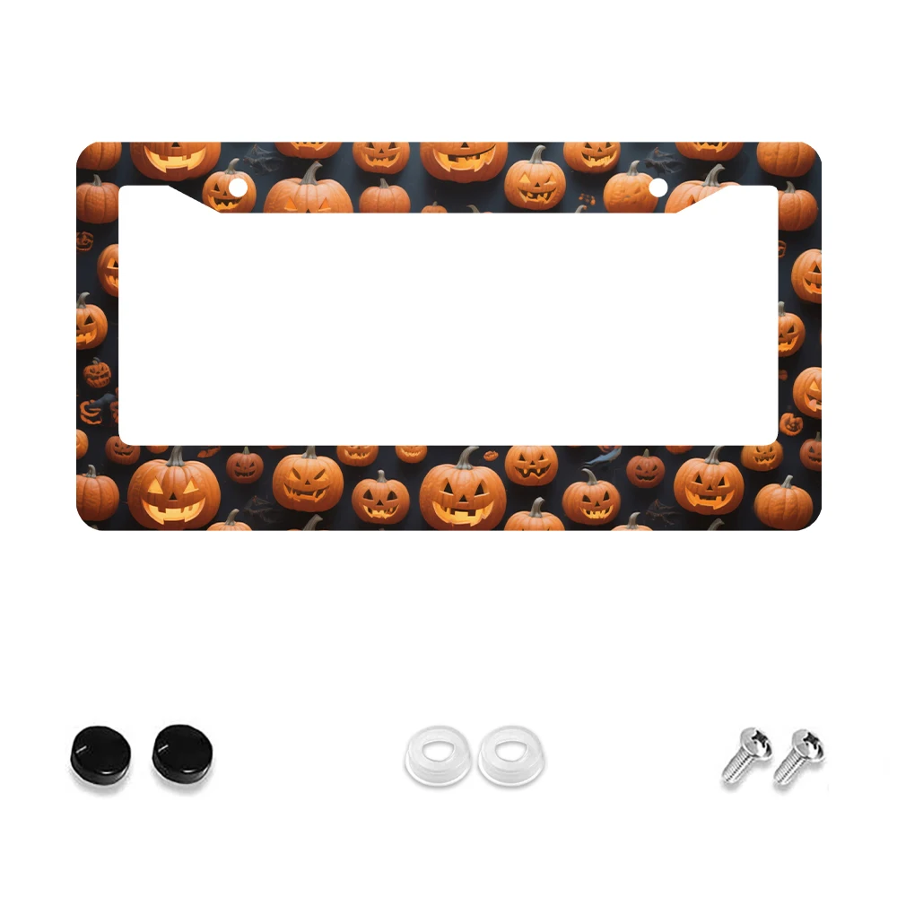 1 قطعة نمط اليقطين البرتقالي 2-Hole إطار لوحة الرخصة مادة الألومنيوم 6x12 بوصة مع المسمار مجموعة الرجعية الجدة سيارة الديكور