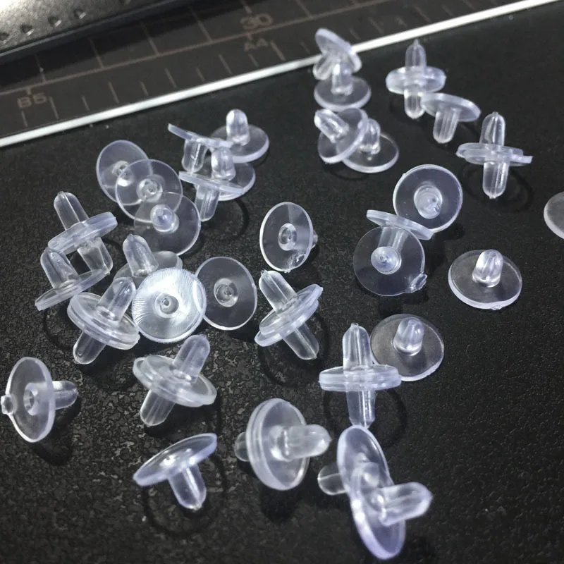 50Pcs/Lot Clear Soft Rubber Back Safety Silicone Round Ear Plugging Blocked Stoppers for DIY Part Earrings Jewelry Accessories