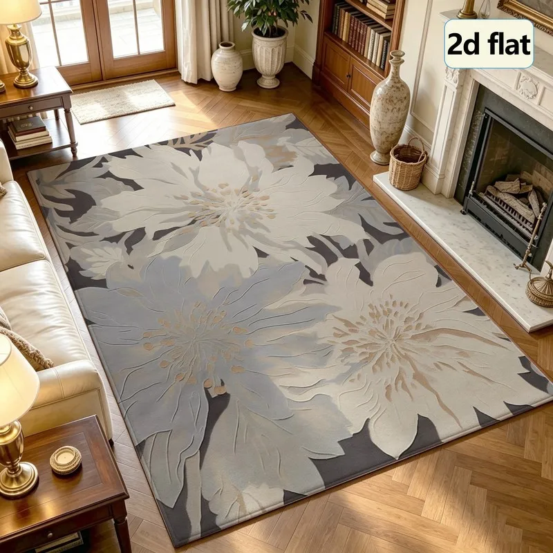 1-Piece Floral Pattern Rug, Soft and Comfortable, Easy to Maintain, Machine Washable, Indoor Floor Mat, Suitable for Placing under a Table, Suitable for Farmhouse-Style Home Decor, Suitable for Living Room, Bedroom, Dining Room, Office, Entryway, Hallway, Home Decor.