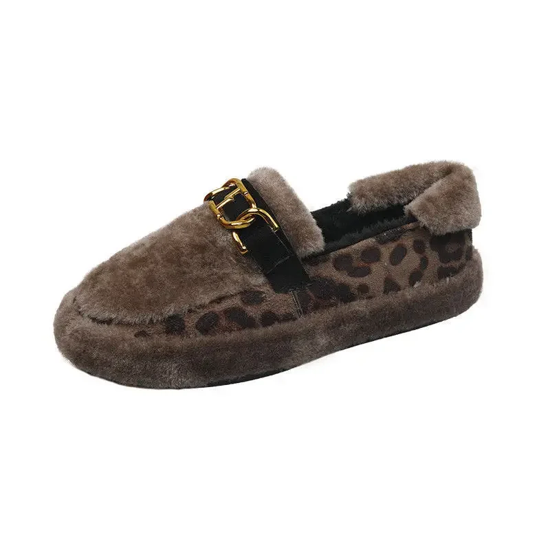 Lamb Velvet Thick Soled Bean Shoes Are Comfortable and Versatile with Added Velvet for Warmth Casual and Fashionable Board Shoes