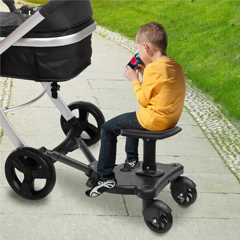 AEE4-2 In 1 Stroller Board Standing Buggy Board With Detachable Seat Pram Pedal Adapter Pushchair Kids Ride Board Load 25Kg