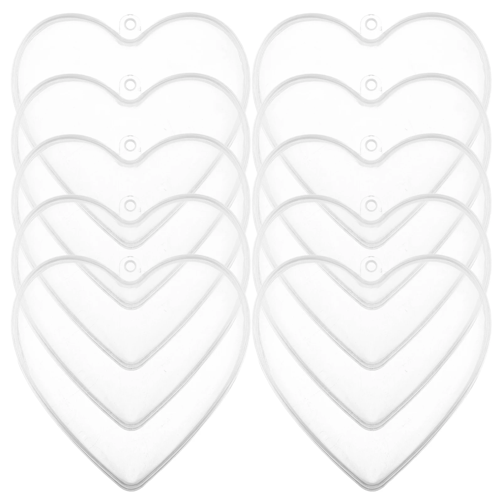 

10pcs Heart Shaped Clear Fillable Transparent Balls High Clarity Plastic Craft Ornament For Christmas Wedding Valentine Diy