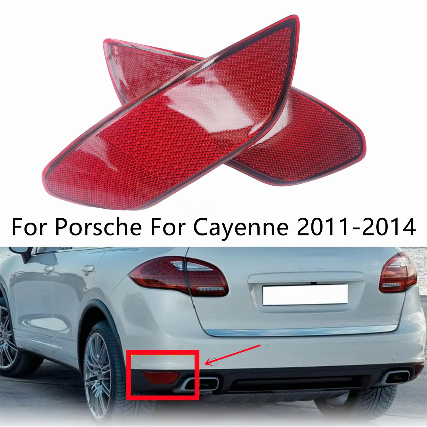 

Rear Bumper Lamp Light Cover Reflector Cover 95863110500 95863110600 2 PCS For Porsche Cayenne 2011-2014