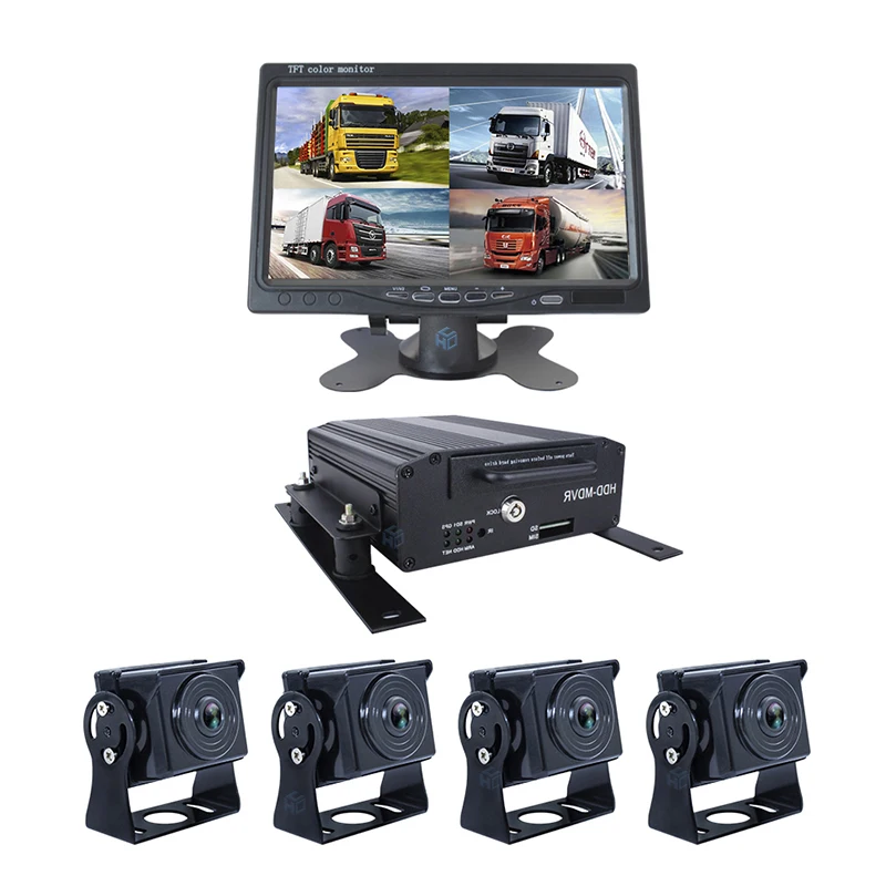 Professional 4G 1080P GPS Tracker AHD 4 Channel MDVR Blackbox System With Backup Cameras for Bus Truck and Car Fleet Safety