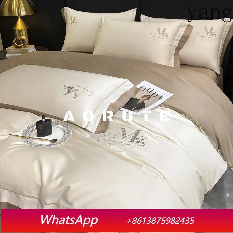 yjq high-grade A long-staple cotton four-piece master bedroom pure cotton sheet and quilt cover bedding