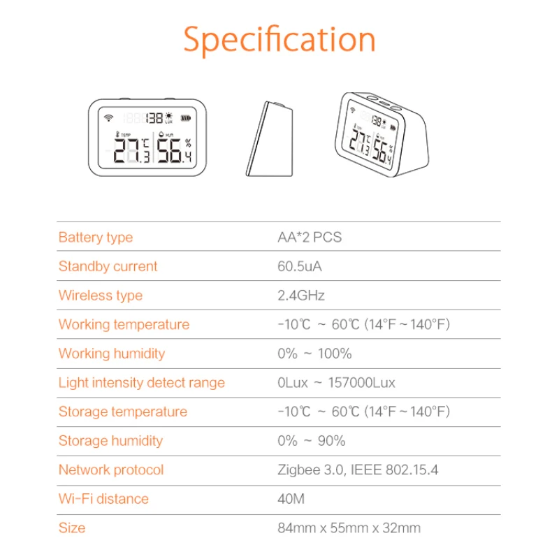 Smart Zigbee Temperature And Humidity Sensor Real-time Detection Smart Thermometer Battery Display Tuya Hygrometer Smart Home