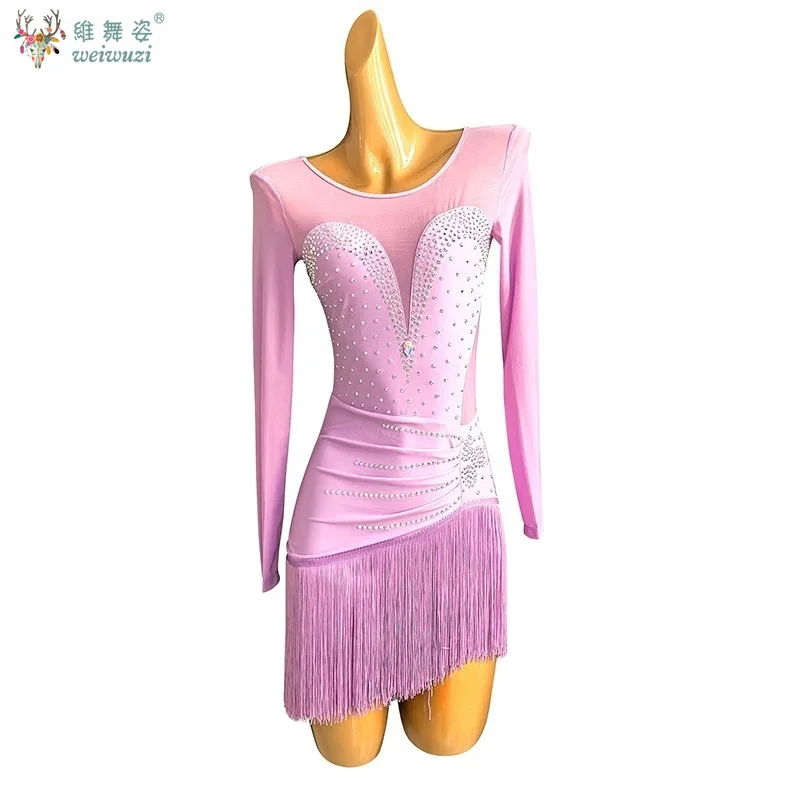 Latin Dance Performance Suit Women's Rhinestone Tassel Slim Dance Suit Cha Cha Dance Sexy Stage Professional Competition Clothes