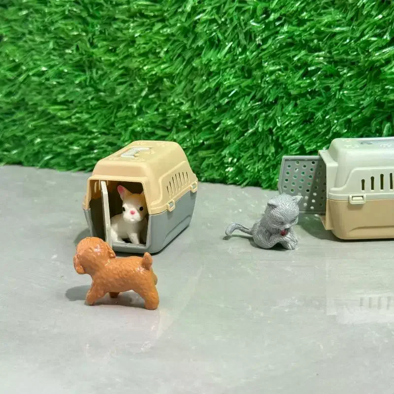 2/4Pcs Realistische Mini Hund & Katze Käfig Mit Tür Miniatur Puppenhaus Haustier Haus Für Puppe Zubehör Mini haustiere Lebensraum