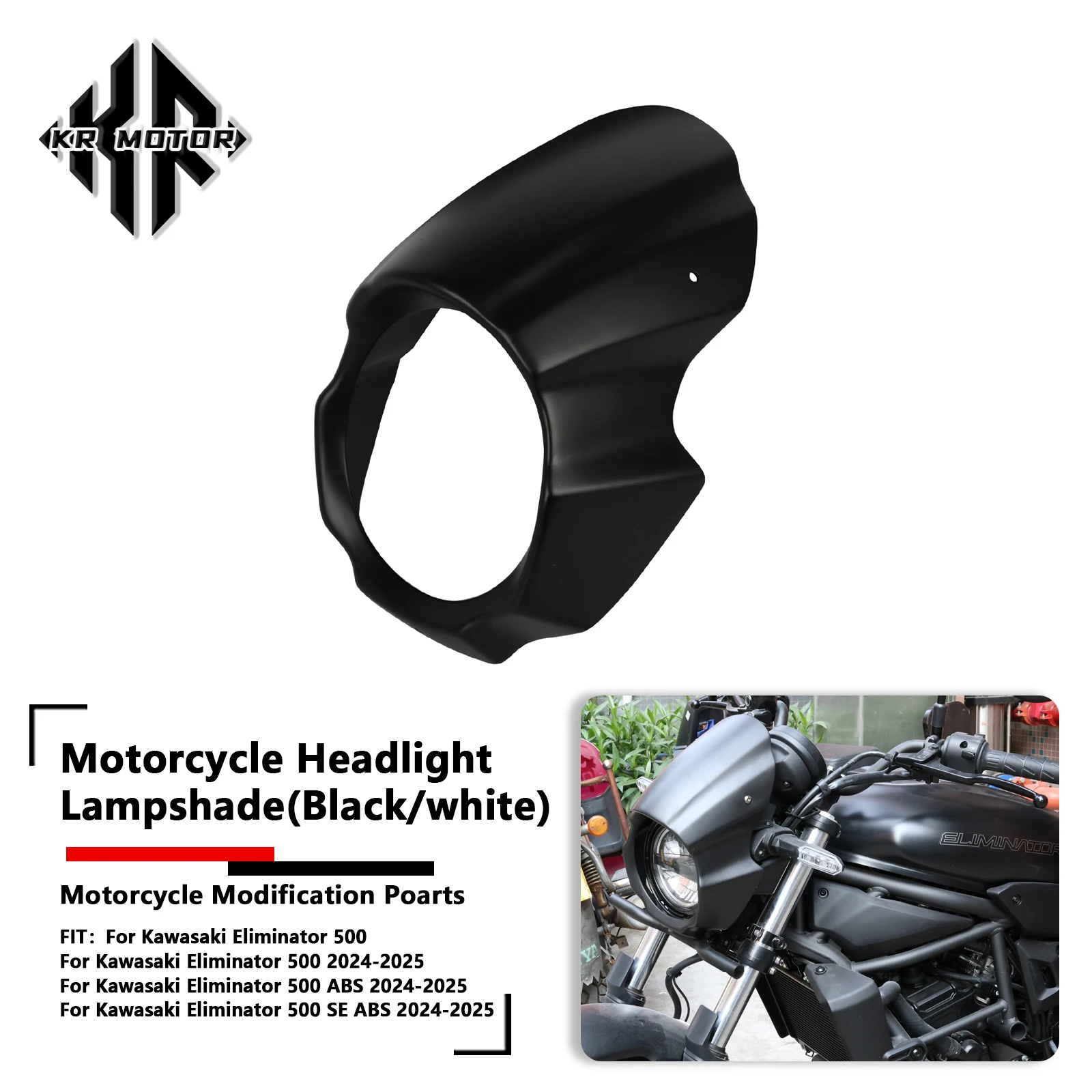KR MOTO Motorcycle Fit For Kawasaki Eliminator 500 SE ABS 2024 2025 Headlight Bezel Cockpit Fairing Deflector Black Trim Cover