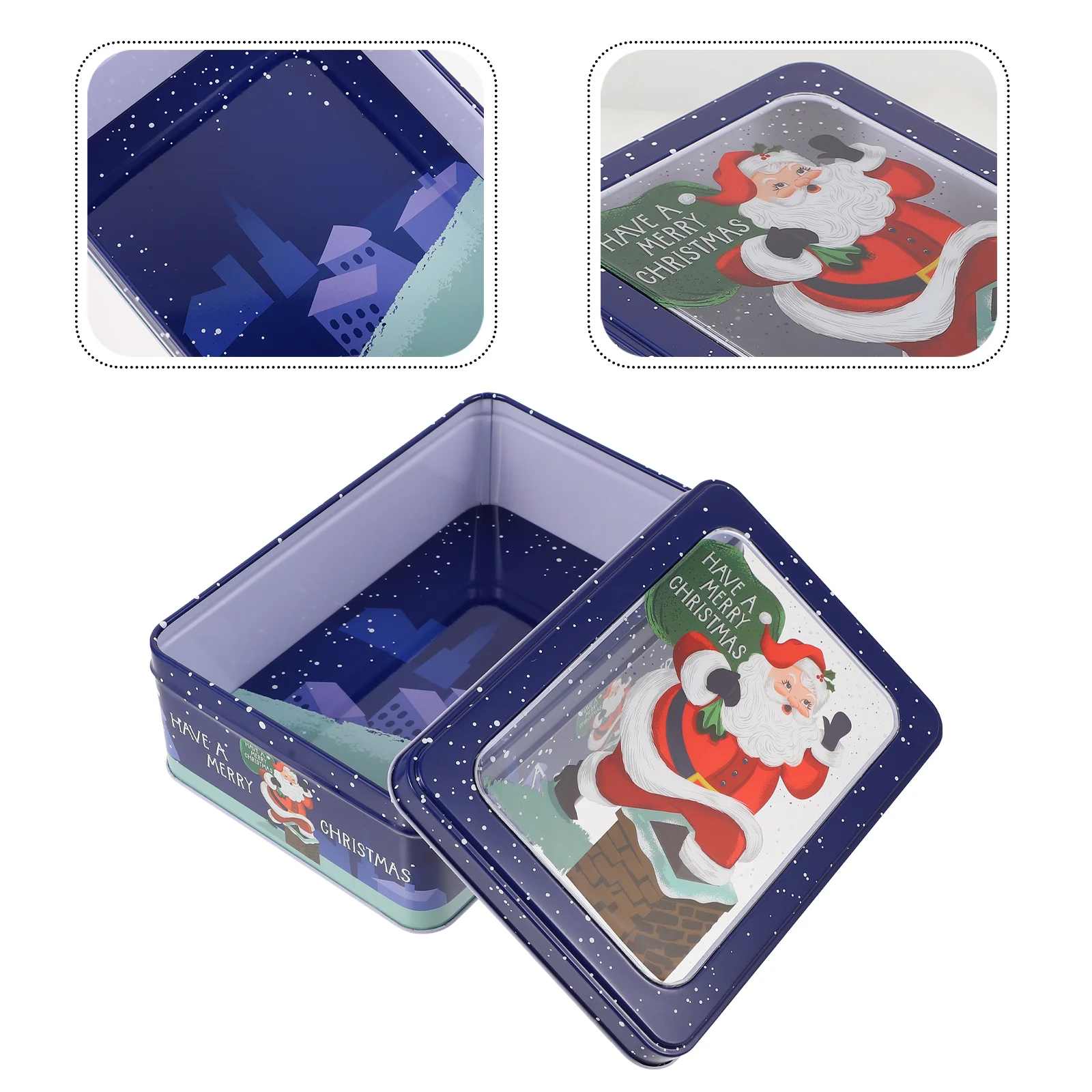 Cake Christmas Tin Box Candy Jar Cookie Tins Tinplate Xmas Present Organizer Container