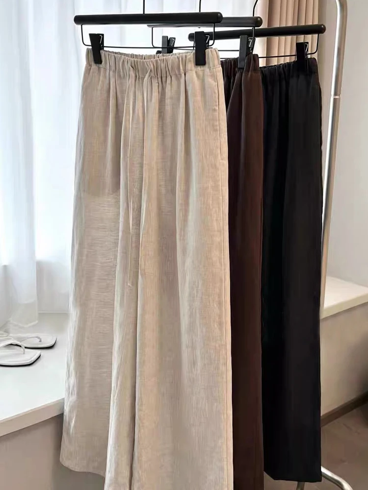 

High Waist Wide Leg Pants Women's Laid-ba Loose Fit Linen Trousers Versatile Drapey Faionable Casual High Waist Long Pants