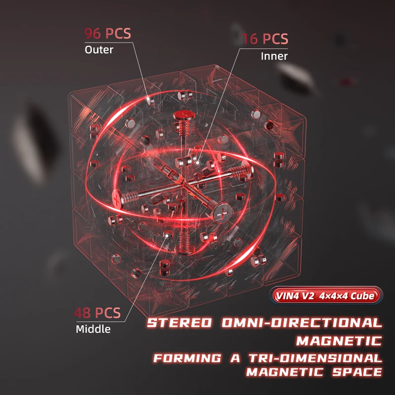 [Picube] Vin 4 V2 M 4x4x4 Magnetic UV Vin 4 MagicCube MGC Designer Newest Magic Speed cube Vin Cube 4x4x4 Magic Cubes