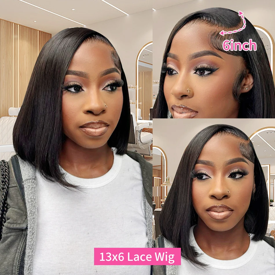 Melodie 13x4 Bone Short Bob Wig Human Hair 13x6 Lace Frontal HD Straight Bob Wig Human Hair Glueless 5x5 Lace Front Closure Wigs