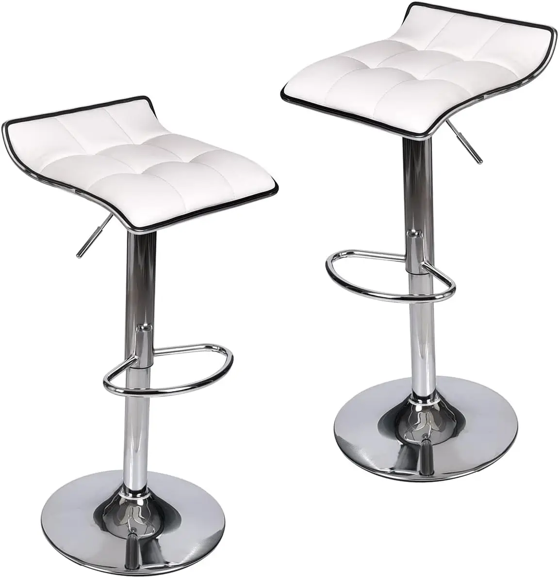 

Puluomis Set of 2 Barstool, Adjustable Swivel Gas Lift Bar Stools, PU Leather with Chrome Base