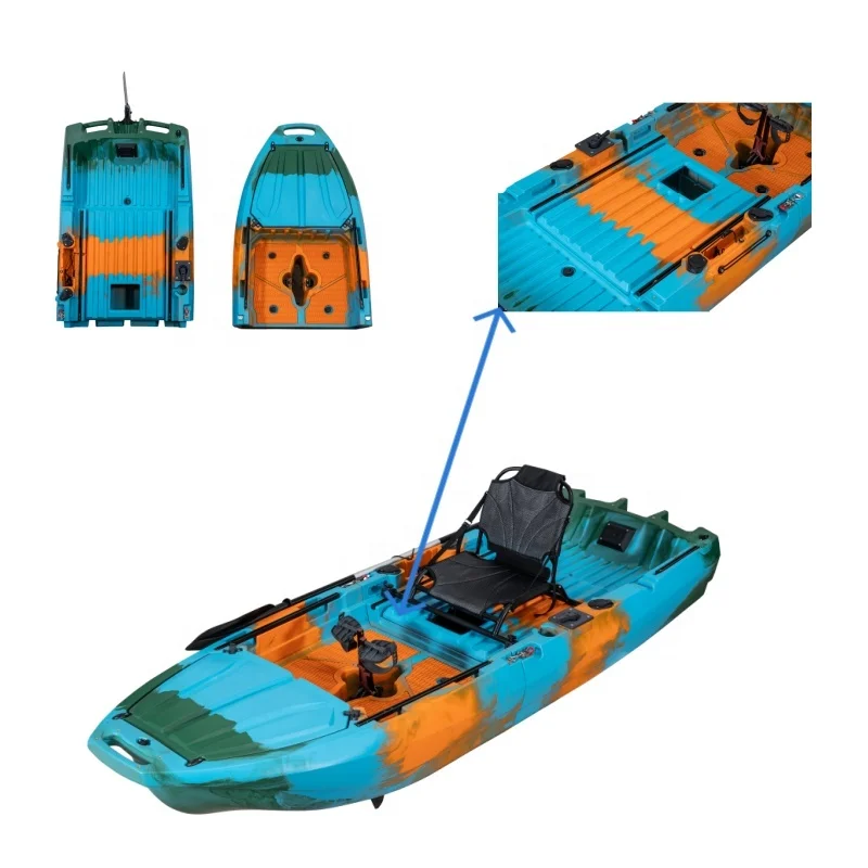 2025 New Trend 2pcs Motorized Kayak Modular Kayak Removable Fin Kayak with Large Fish Storage and Sea Fishing Wheel
