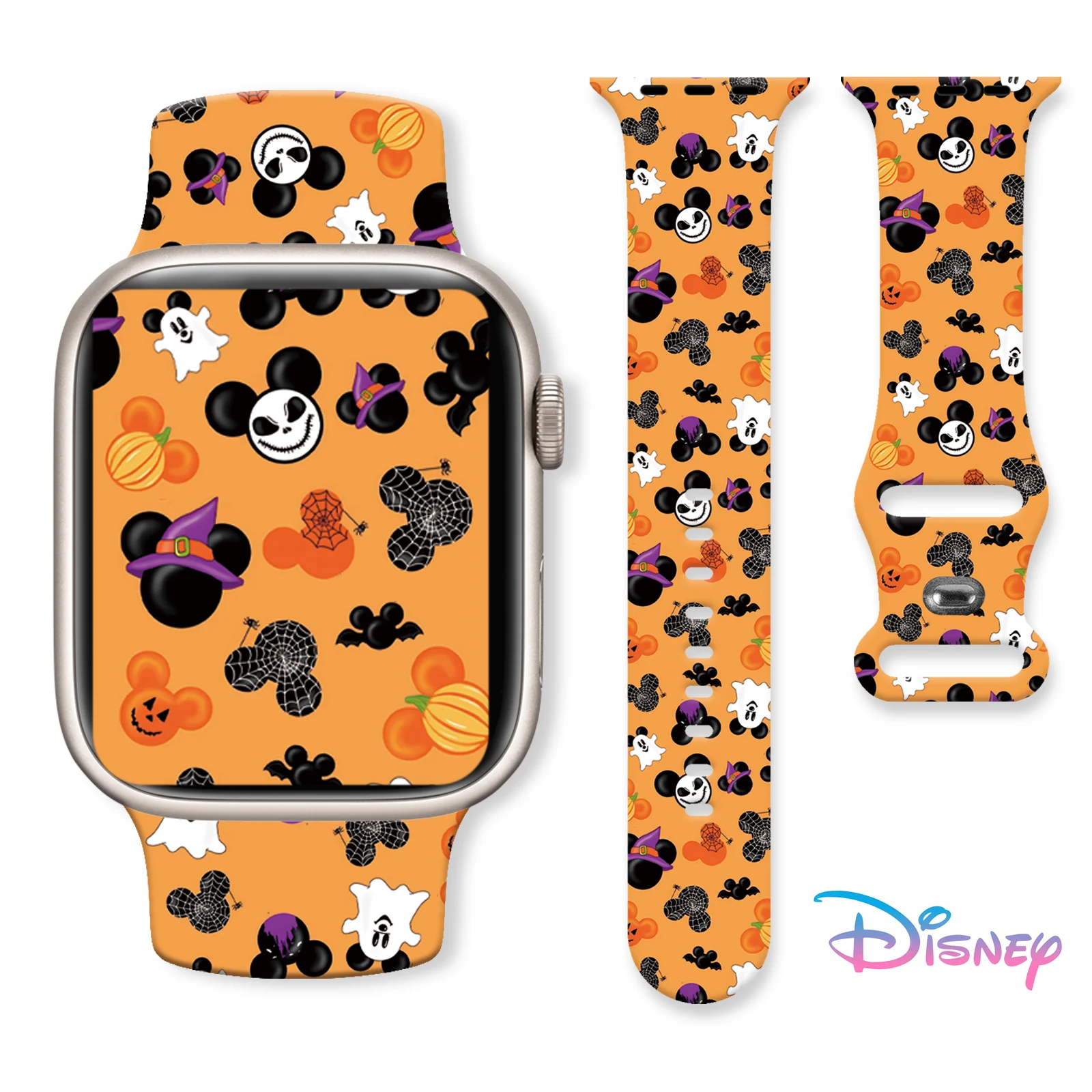 Disney Halloween Mich Printed Strap for Apple Watch 9 8 7 SE 6 Silicone Band Replaceable Bracelet for iWatch 45mm 44mm 42mm 41mm