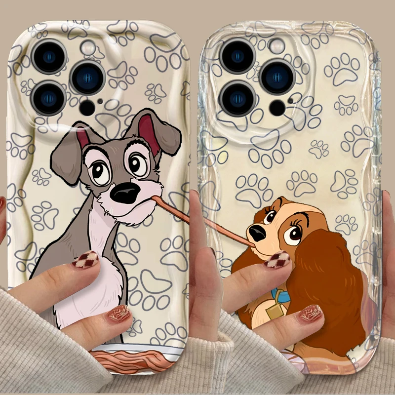 Case For iPhone 16 15 14 13 12 11 Pro Max X XR XS 8 7 Plus SE 2020 Disney Lady and the Tramp Clear Soft Silicone Wave Back Cover