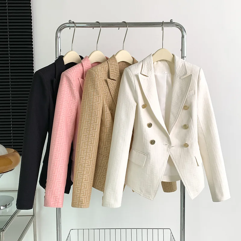 

Осенний клетчатый темпераментный костюм в европейском и американском стиле с металлическими пуговицами, черный пиджак, ropa mujer, верхняя одежда traf woman 2025