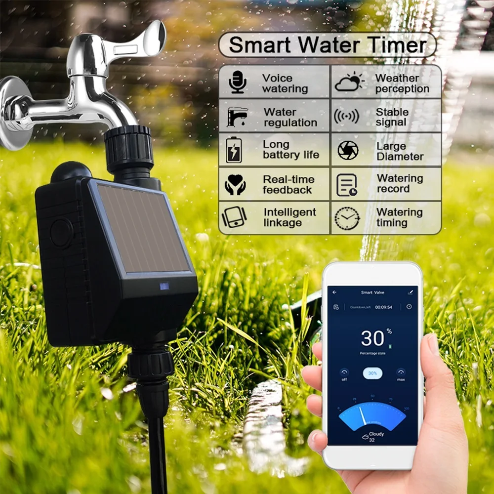 Zigbee Smart sprinkler controller solar-powered smart water timer tuya automatic garden watering irrigation system