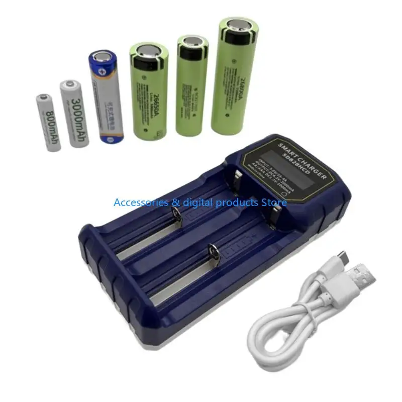 77JD Universal USB Charging Double Slot For 18650 26650 Battery Independent Charging