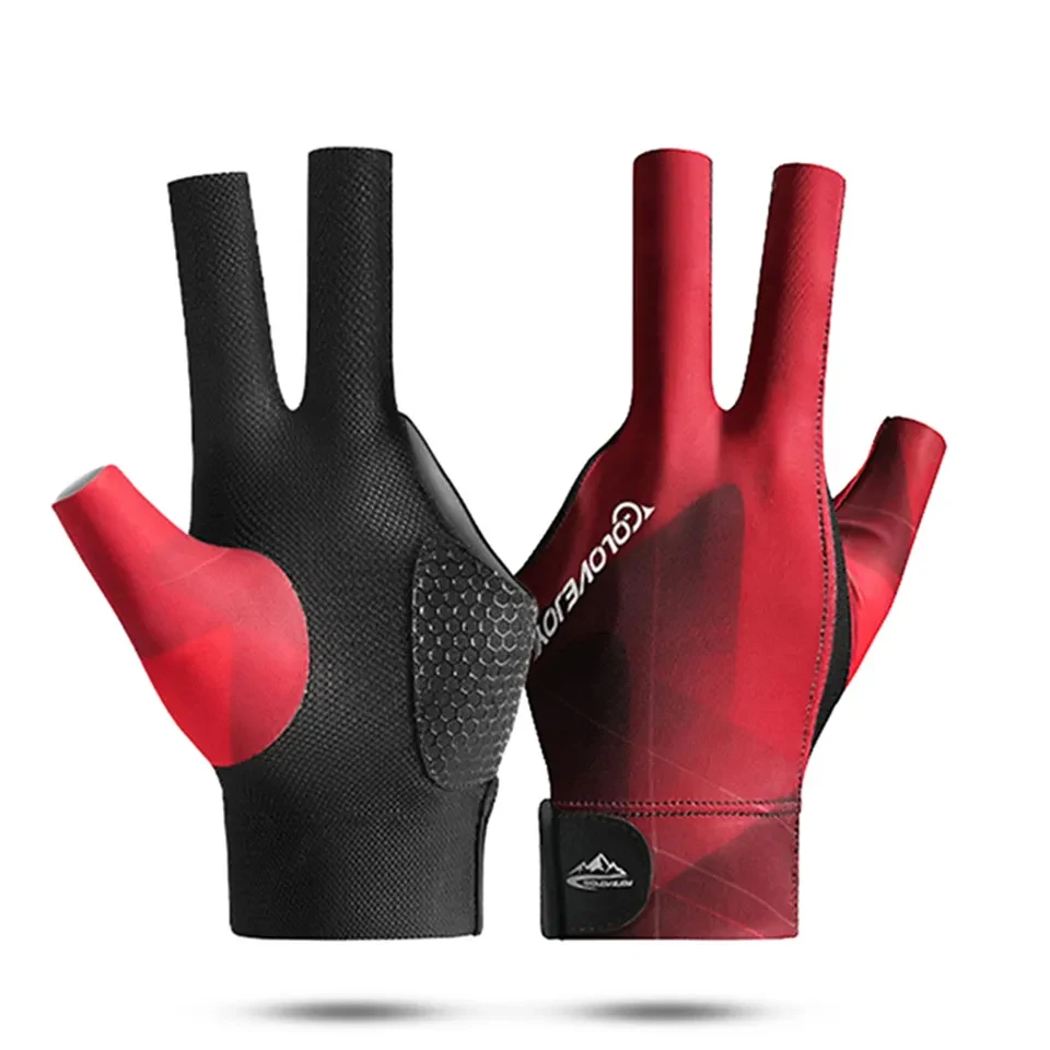 Open Finger Billiard Pool Gloves Adjustable Sticker Polyester Snooker Billiards Gloves Portable Training Accessories