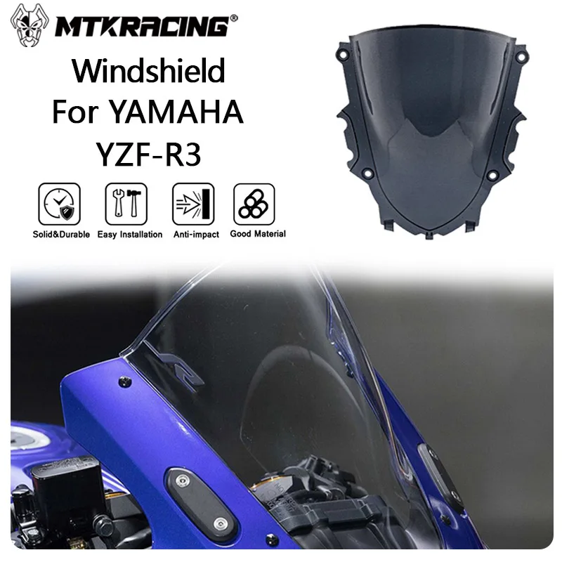 MTKRACING Windshield For YAMAHA YZF-R3 2019-2024 Motorcycle Front Screen Windshield Fairing Wind shield Deflector