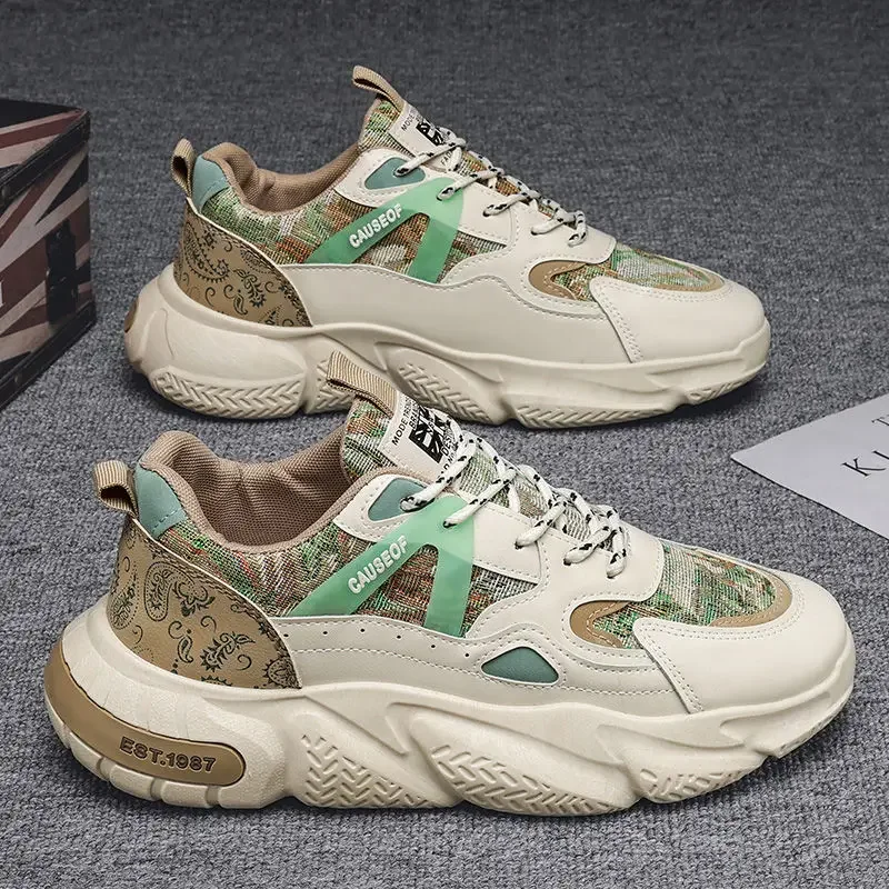 

Korean Style Trendy Versatile Casual Running Shoes, Thick Soled Non Slip Sneaker Men Breathable Comfortable Basket Homme Tenis