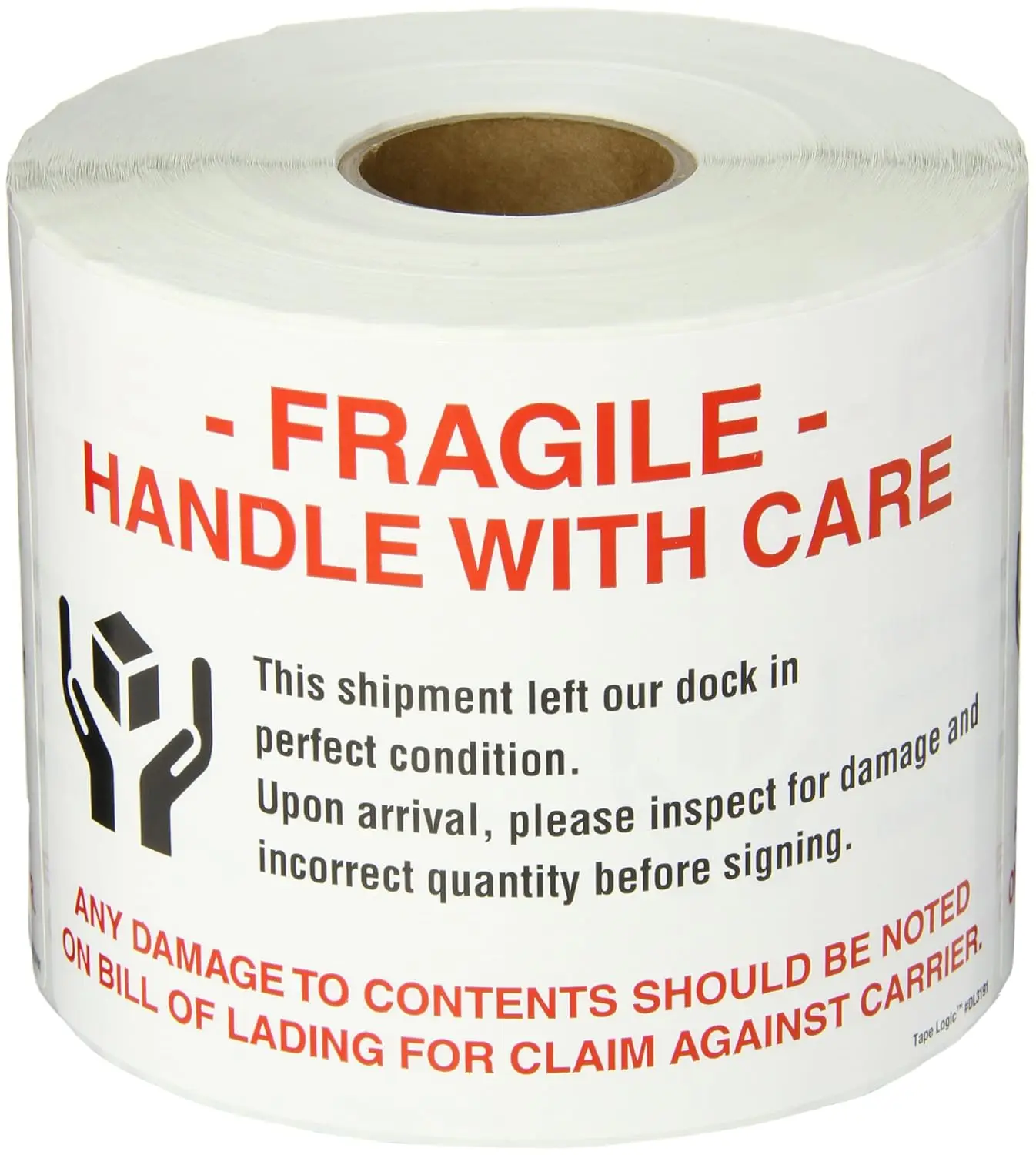 

4" x 6","Fragile le with Care" Red/White/Black Warning Sticker, for Shipping, ling and Packing (1 Roll of 500 Labels