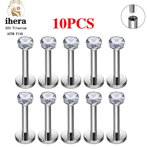 10 шт. титановых лабретов ihera G23 для пирсинга 16G — фото товара