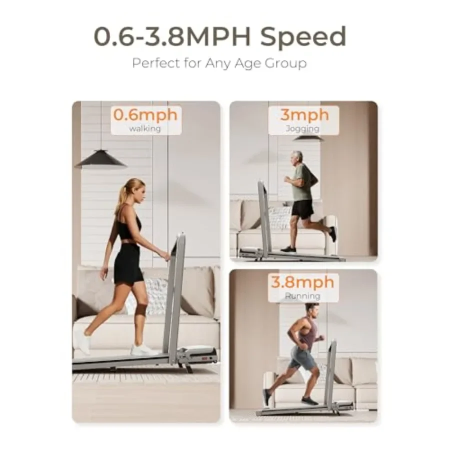 Under Desk Walking Pad for Home Office, Steel Frame with Black Finish, Compact 3-in-1 Design with Remote and LED Display, Suppo