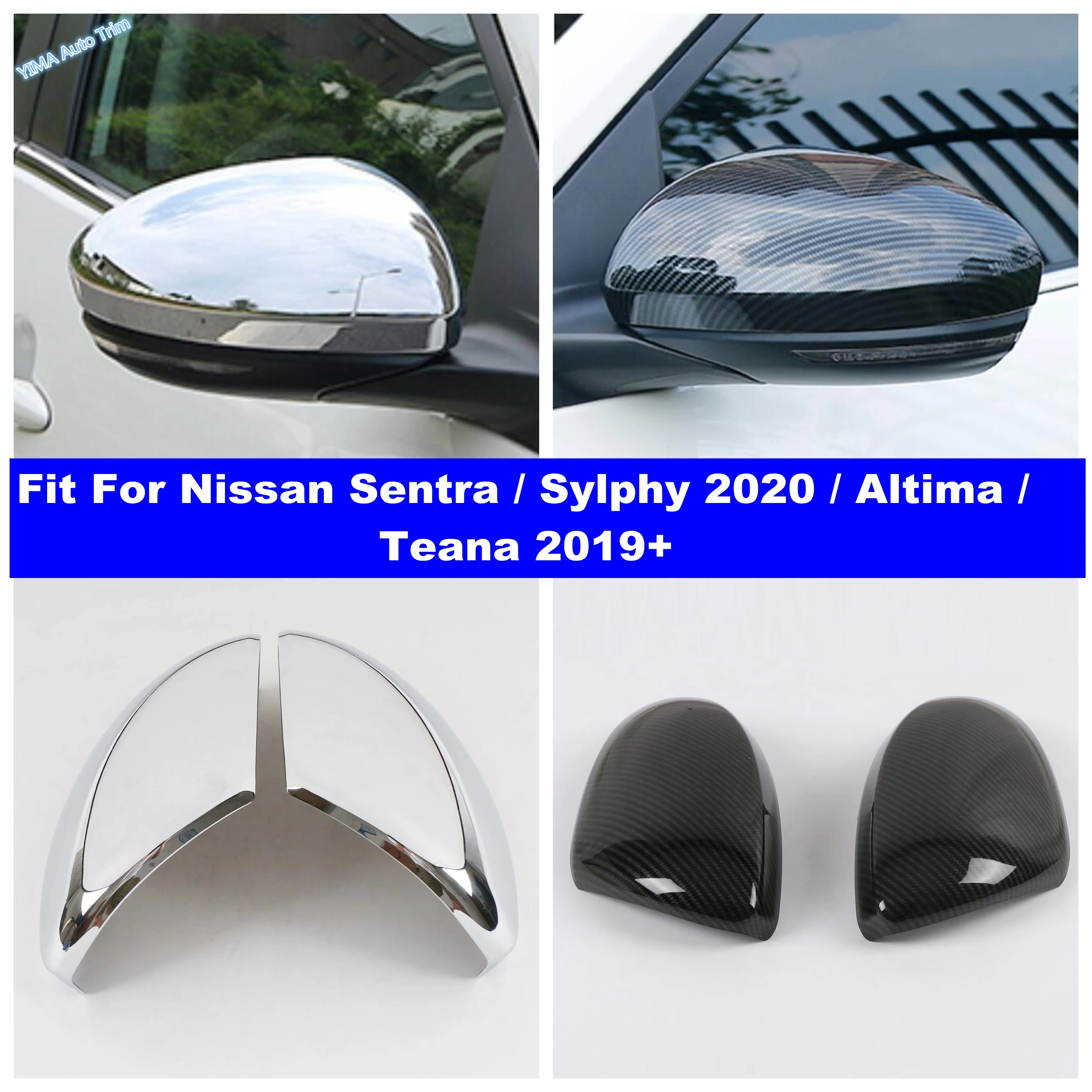 

For Nissan Sentra / Sylphy 2020 - 2024 / Altima / Teana 2019 - 2024 Auto Door Rearview Mirror Shell Cap Cover Trim Accessories