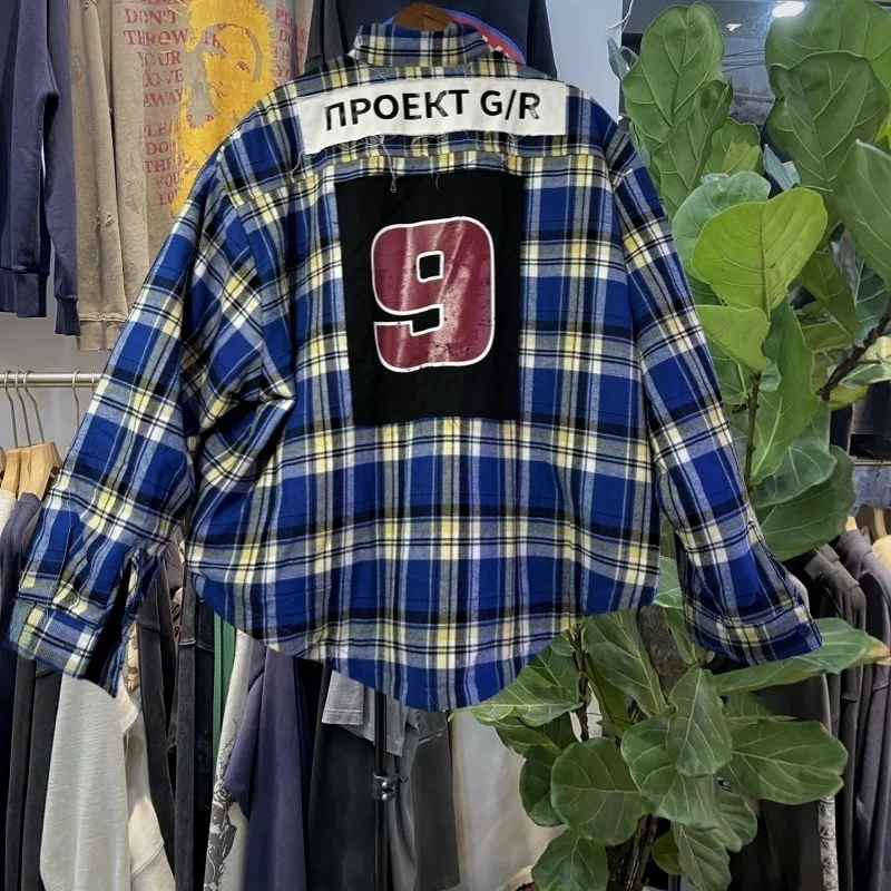 

Russian Printed Embroidered Logo Plaid Zipper Cotton Jaet Trendy Casual Sle Long Sve Thiened Men's Cardigan Coat