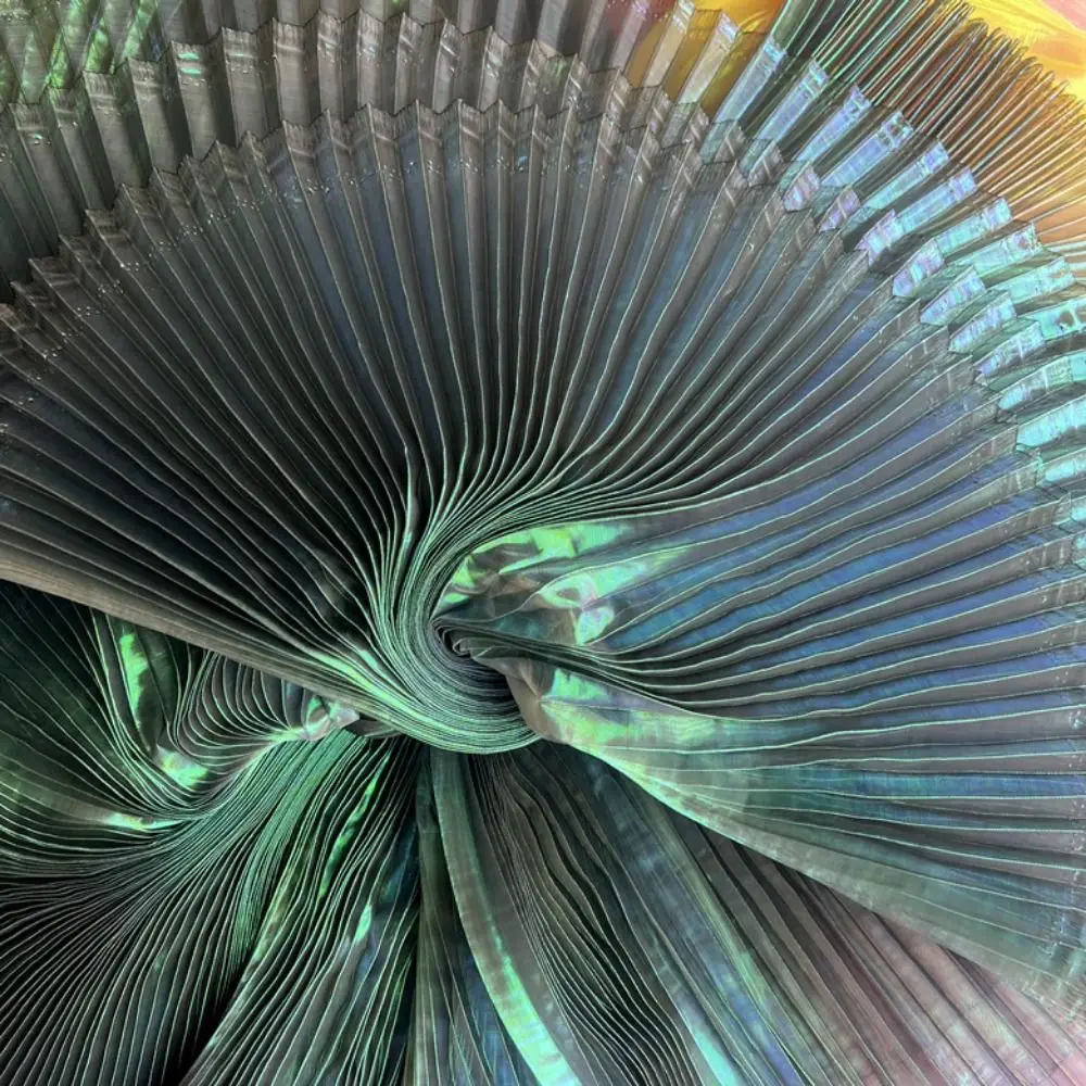 Creative Shiny Pleated Organza Fabric Rainbow Mermaid Handmade Cloth Fabric 100*150cm DIY Material Apparels Accessories