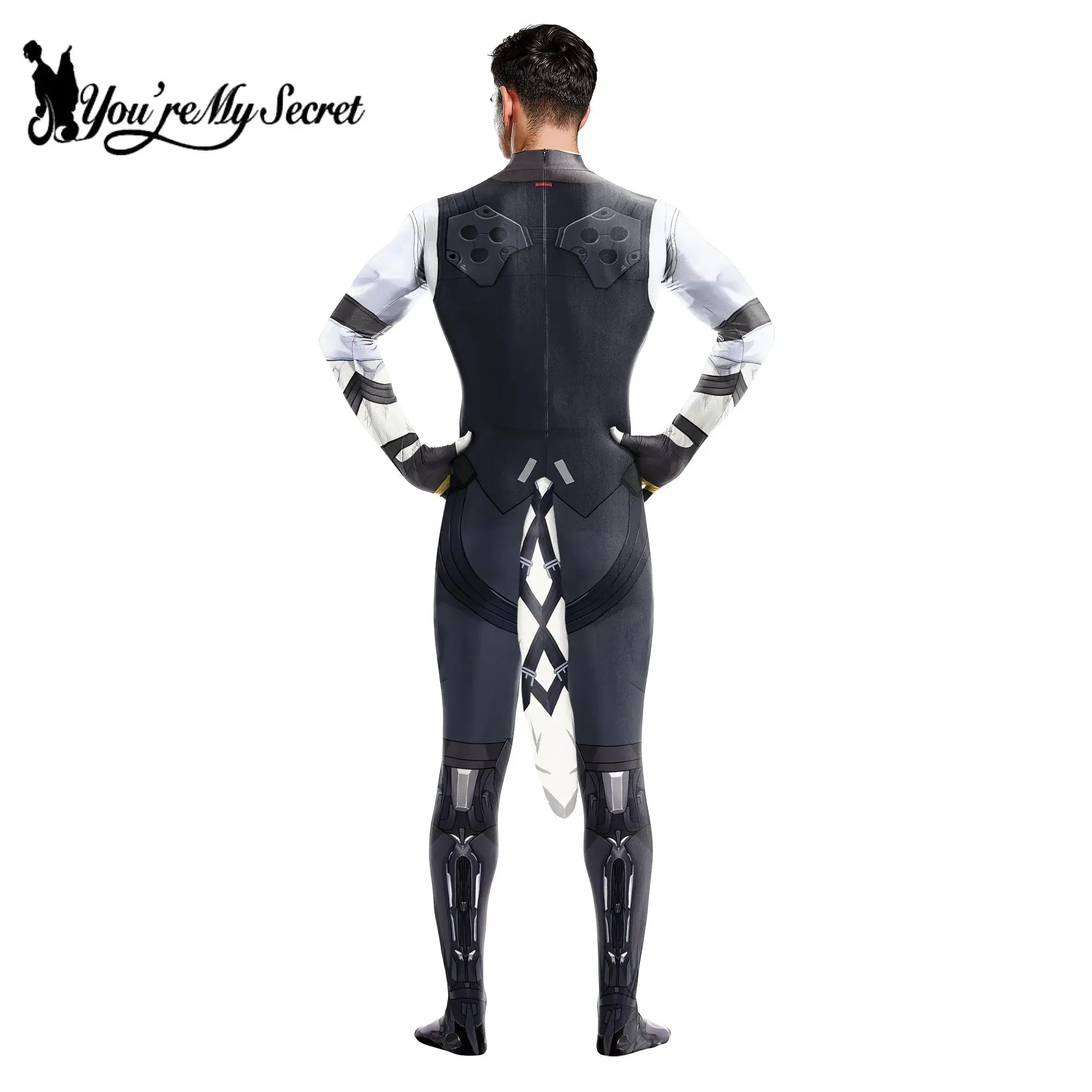 [You're My Secret] Cosplay Lecarn Game Character Funny Anime Animal Costumes Costumes Jumpsuit Men Zentai Bodysuits with Tail