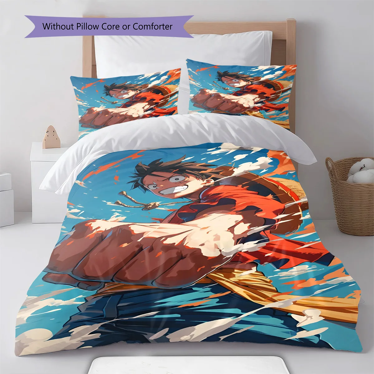 One Piece Luffy Sitting Pose Bedding Set Anime Duvet Cover Polyester Soft Comforter Bedroom Set -QJY