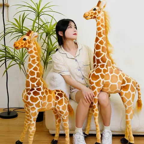 90 Giant Simulation Giraffe Plush Toys Lifelike Wild Animal Giraffe Stuffed Doll Soft Kids Toys Baby Bedroom Decor Gifts