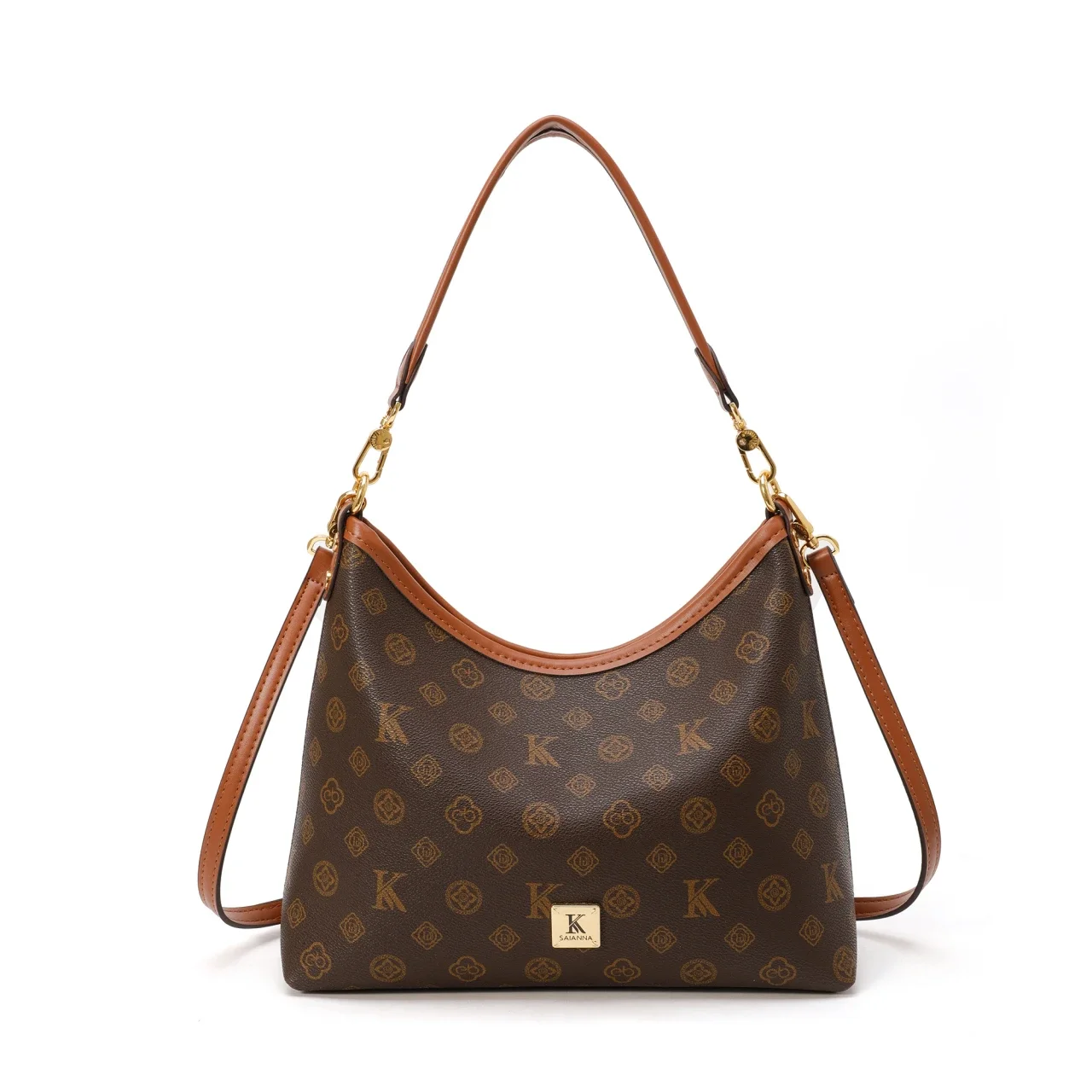 

Fashion Forward Crossbody Handbag - Vintage Leather Tote With Paris Designer Logo & Superstar Appeal